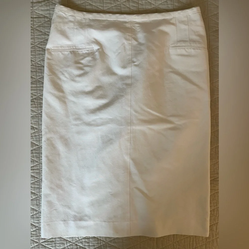 Narciso Rodriguez Made in Italy Cotton & Silk Pencil Skirt in Ivory Size 6 - Picture 1 of 6